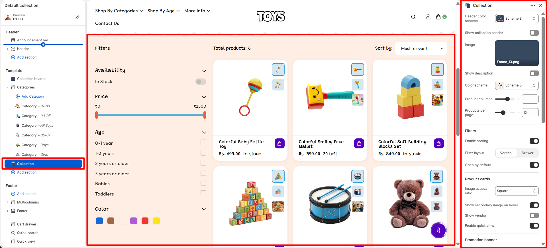 collection product grid layout