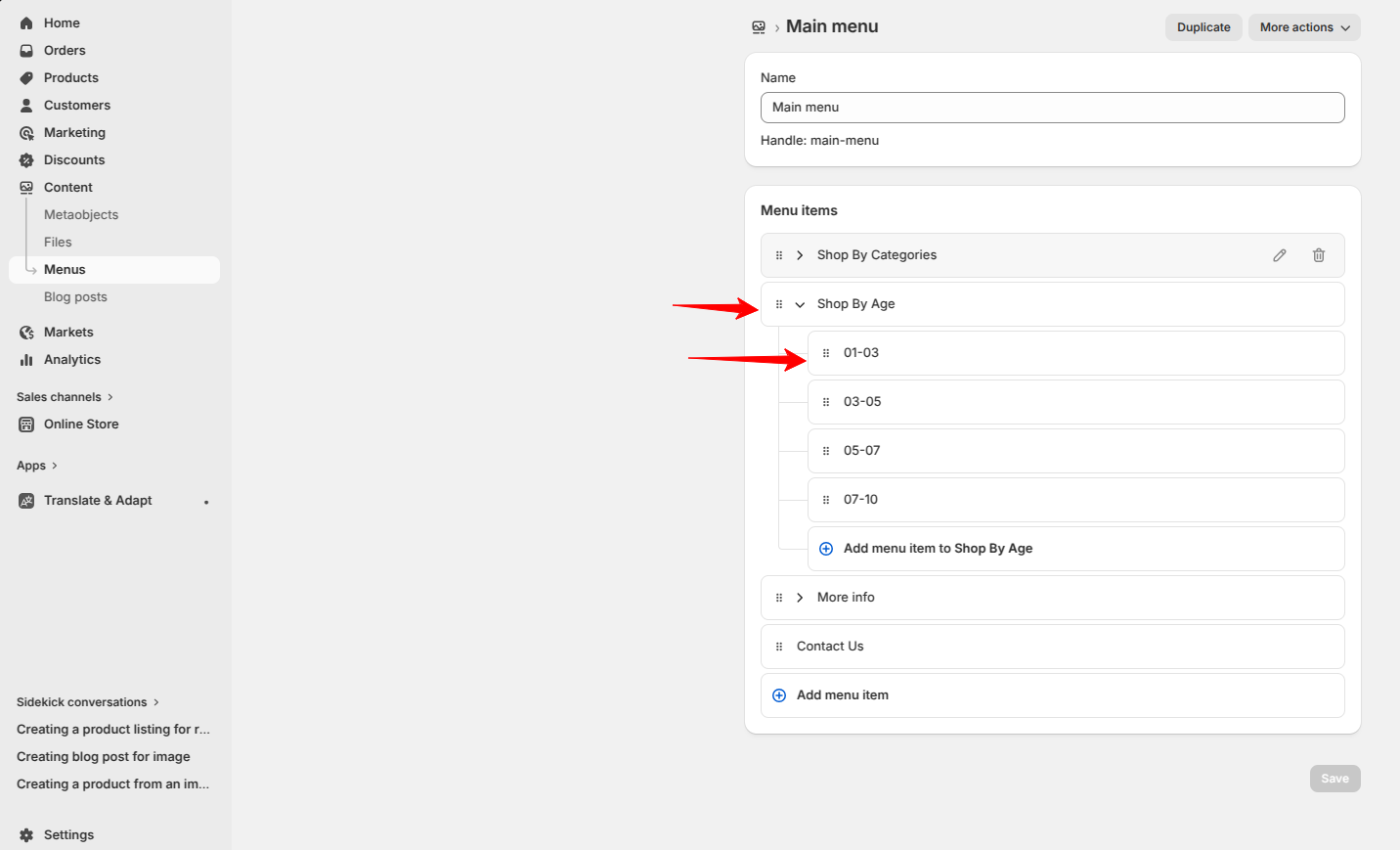 dropdown-menu creation