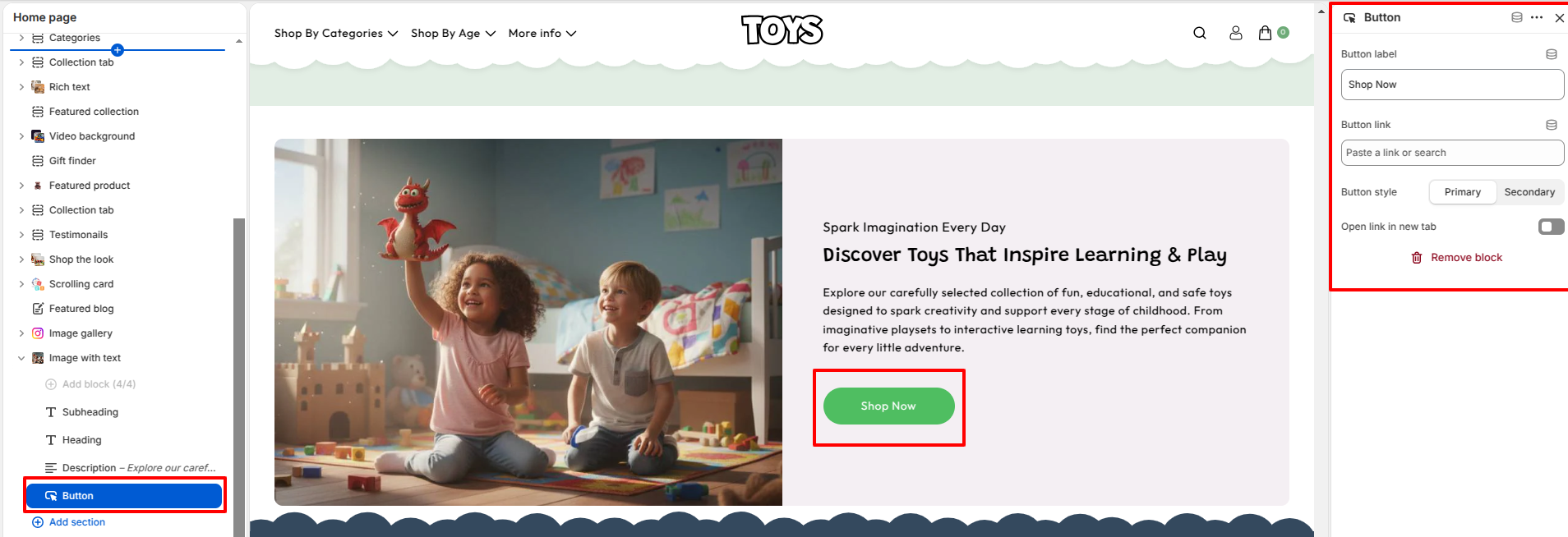 image-with-text-button-settings