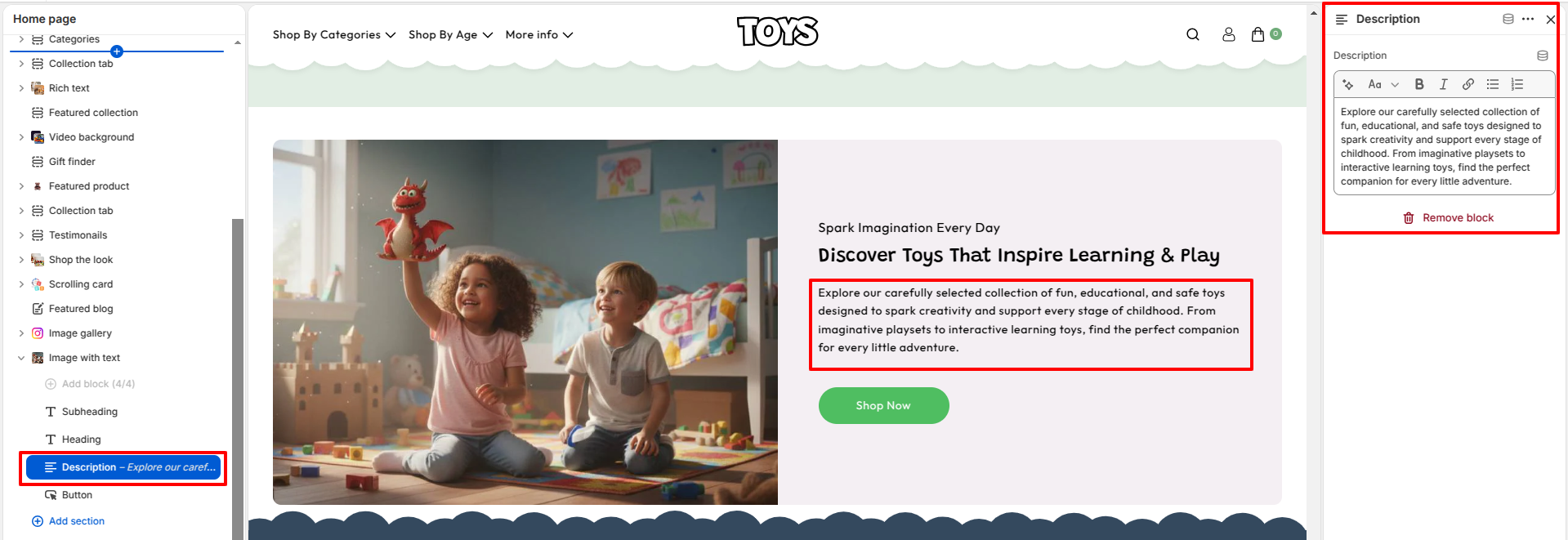 image-with-text-description-settings