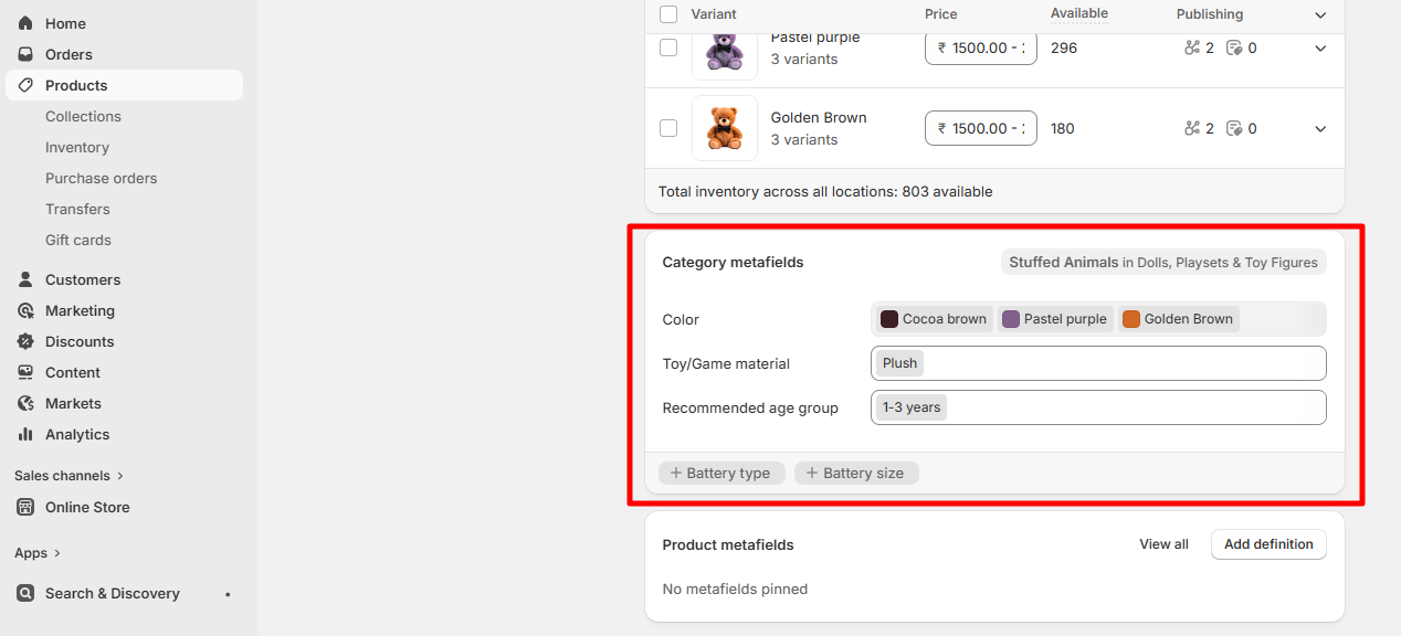 Configure Color Metafield
