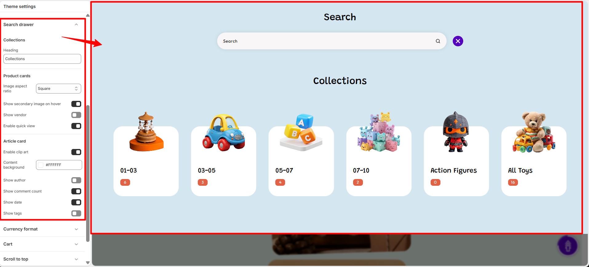 search-drawer-settings