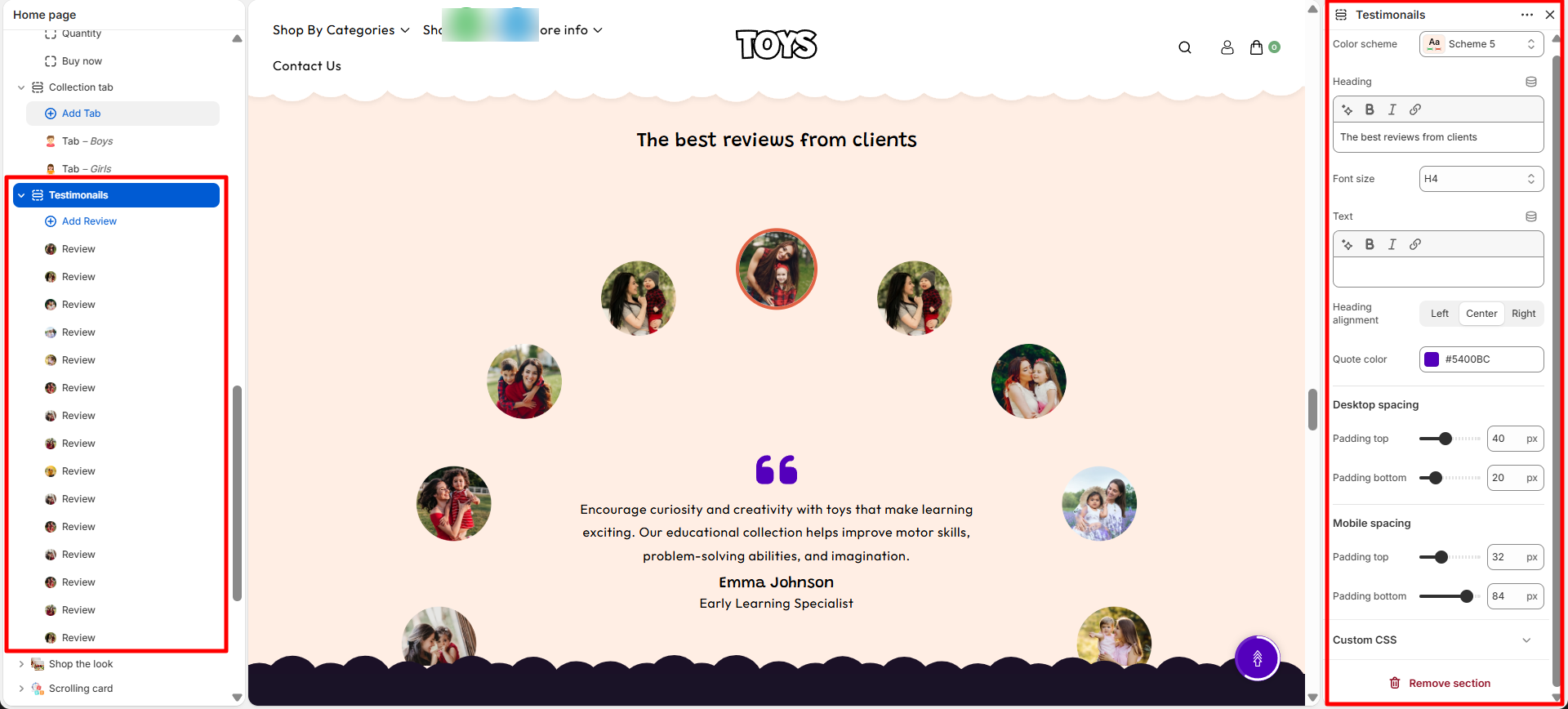 testimonials-section-settings