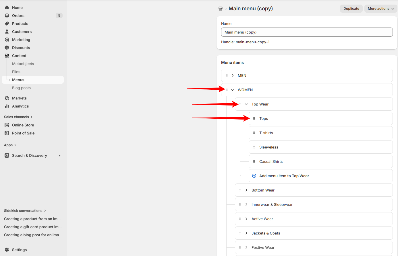 dropdown-menu creation