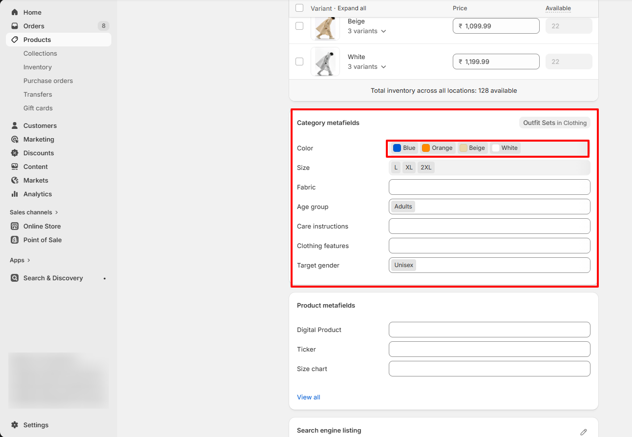 Configure Color Metafield